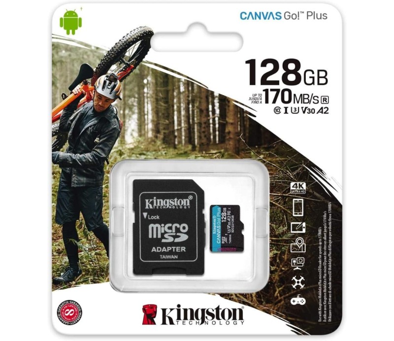 Memoria MicroSD Kingston Canvas Go Plus 128GB 170R U3 V30 170MB/s