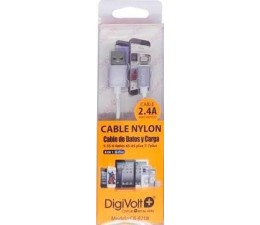 Cable Digivolt CB-8218 Nylon iPhone Lightning 2.4A - Plata