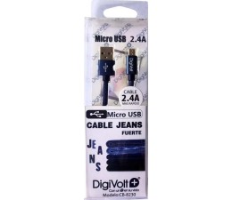 Cable Digivolt CB-8230 Nylon Vaquero MicroUSB 2.4A - Azul