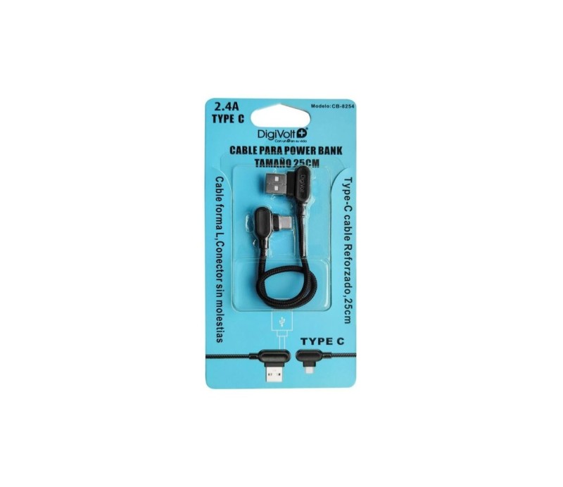 Cable USB A a Tipo C Digivolt CB-8254 Forma L - Negro