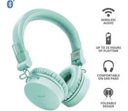Auriculares Bluetooth Headphones Trust Tones 23912 - Turquesa