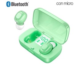 Auriculares Bluetooth TWS Cool Dual Pod Earbuds DISPLAY - Verde