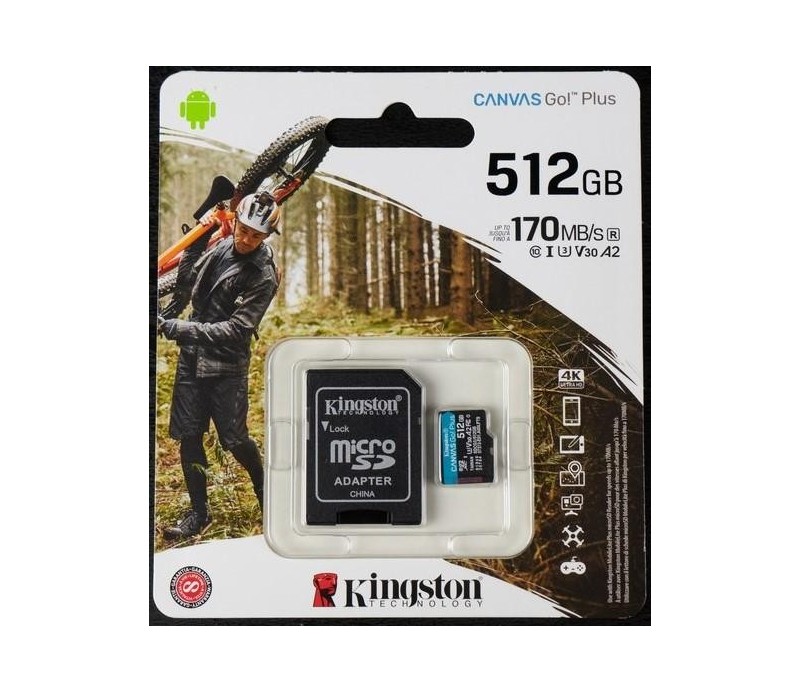 Memoria MicroSD Kingston Canvas Go Plus 512GB 170R U3 V30