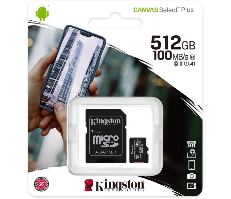 Memoria MicroSD Kingston Canvas Select Plus 512GB 100MB/s