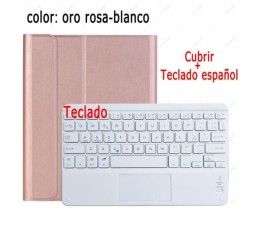 Funda con teclado Touchpad Tablet Samsung 10,1" T510 Dorado Rosa con Blanco