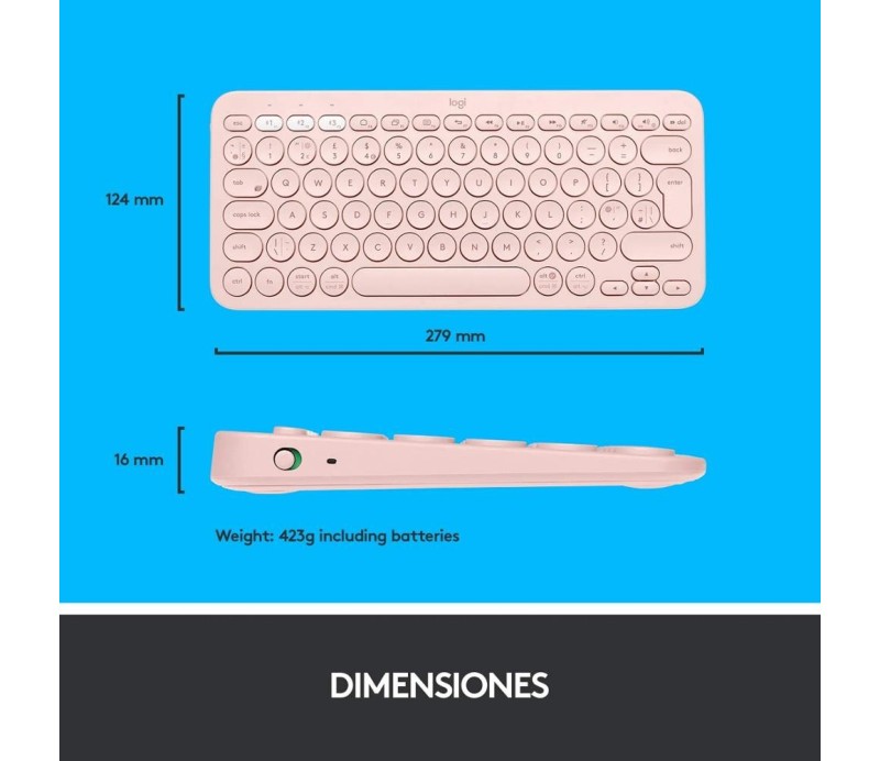 Teclado Logitech K380 Bluetooth Multi-Device - Rosa
