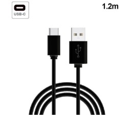 Cable USB Compatible Universal Tipo C (1.2m) Cool Negro 2.4A