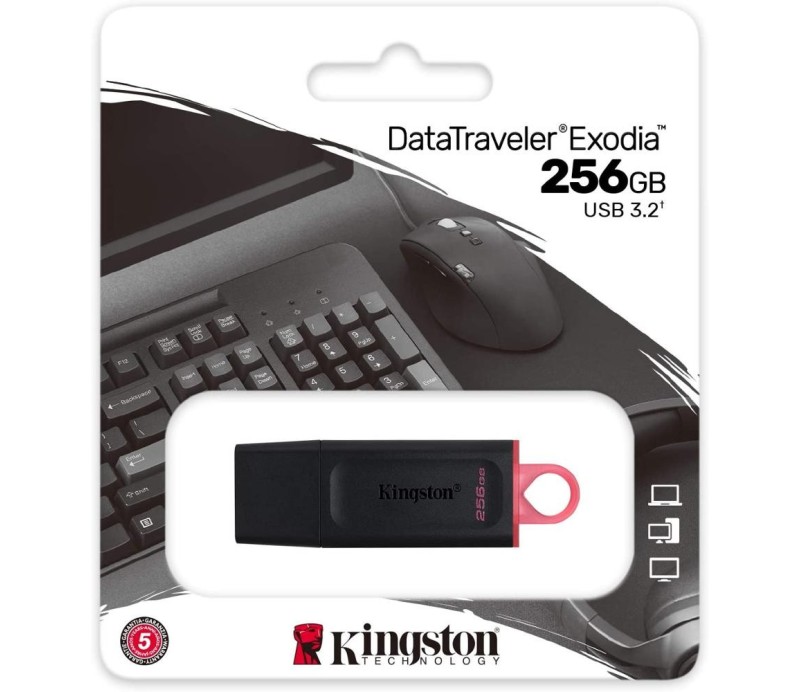 Pendrive Memoria USB 3.2 Kingston DataTraveler Exodia 256GB - Rosa DTX/256gb