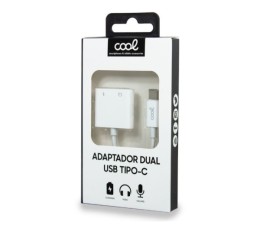 Adaptador Cool Dual USB Tipo C (Auriculares + Carga) Digital