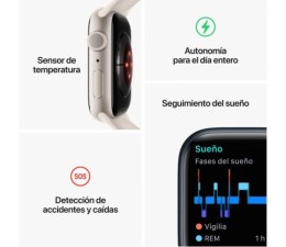 Smartwatch Apple Watch Series 8 41mm GPS + Celular MNHY3TY/A - Starlight Aluminio Correa Sport Starlight