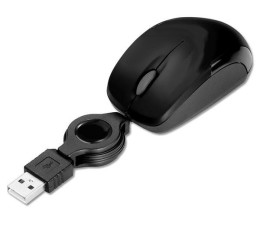 Raton Mini Optical Mouse Phoenix 1010+ Cable Retractil USB 800dpi - Negro