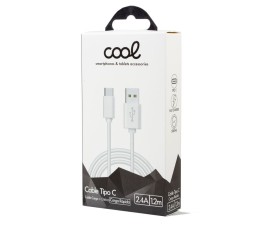 Cable USB Compatible Universal Tipo C (1.2m) Cool Blanco 2.4A