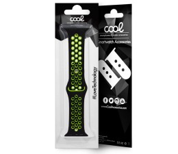 Correa Cool Apple Watch Series 1/2/3/4/5/6/7/8/SE (42/44/45mm) - Sport Negro Verde
