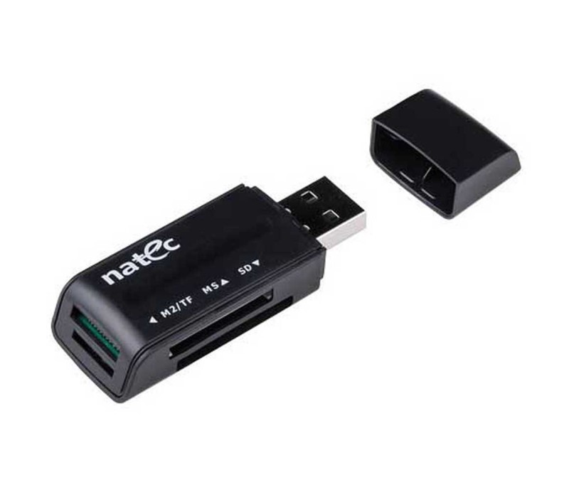 Lector de Tarjetas Natec Mini ANT 3 NCZ-0560 SDHC MicroSD USB 2.0 - Negro