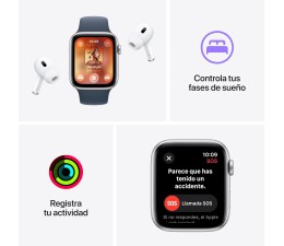 Smartwatch Apple Watch Serie SE 2023 GPS 44mm Plata con correa Sport Band Azul MREE3QL/A