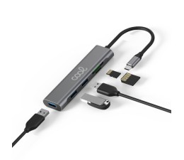 Hub Tipo-C Universal COOL 5 en 1 Aluminio (3 x USB 3.0 + SD + Micro SD) K004