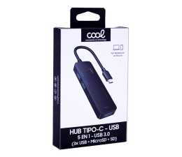 Hub Tipo-C Universal COOL 5 en 1 Aluminio (3 x USB 3.0 + SD + Micro SD) K004