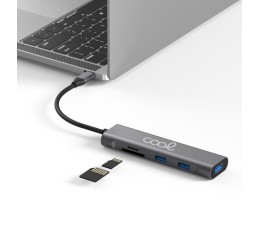 Hub Tipo-C Universal COOL 5 en 1 Aluminio (3 x USB 3.0 + SD + Micro SD) K004