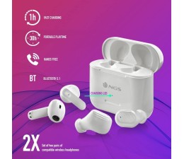 Auriculares BT TWS NGS Artica Duo - Blanco