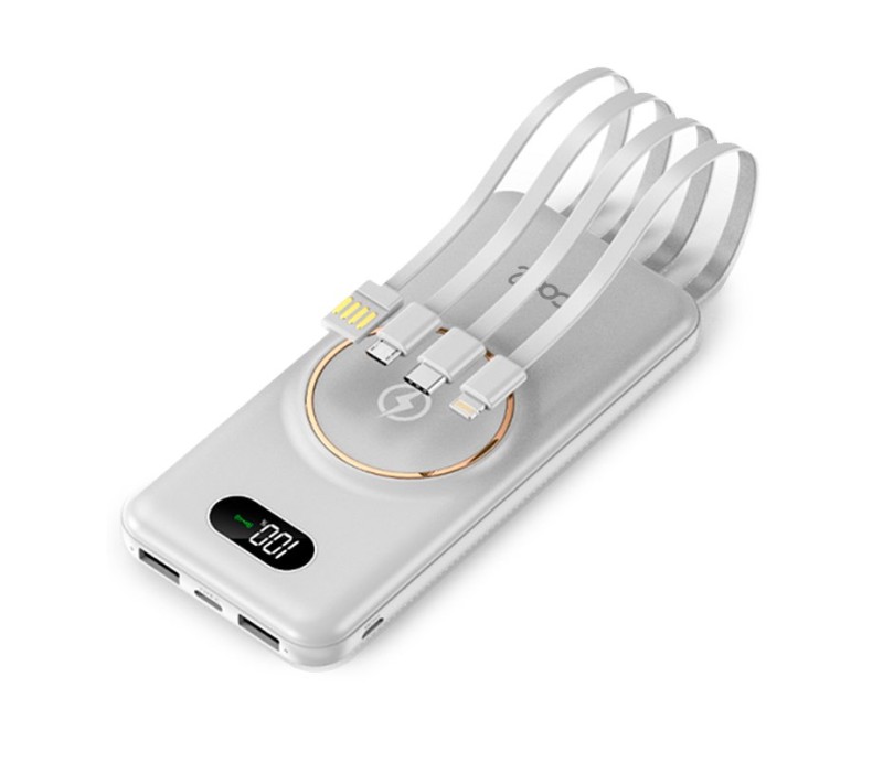 Bateria Externa Powerbank Cool 10000 mAh + Carga Inalambrica Qi (4 conexiones) - Blanco