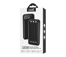 Bateria Externa Powerbank Cool 10000mAh Carga Rápida 22.5W (3 cables) - Negro