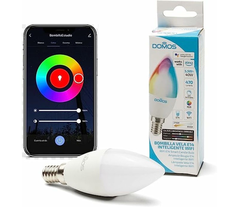 Bombilla Inteligente Domos E14 DOML-C37-55R 5.5W Colores RGB