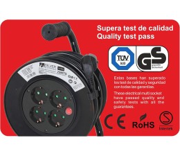 Regleta Alargadera Silver Electronics 4 tomas 25m 16A - Negro 8822