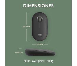 Raton Optico Inalambrico Logitech Pebble Mouse 2 M350S - Negro Grafito