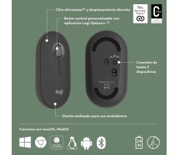 Raton Optico Inalambrico Logitech Pebble Mouse 2 M350S - Negro Grafito