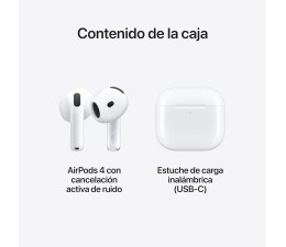 Auriculares BT TWS Apple Airpods V4 con Cancelacion de Ruido Activa ANC MXP93ZM/A