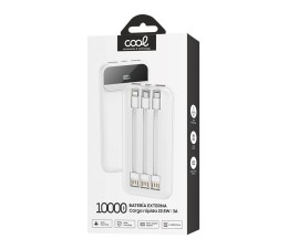 Bateria Externa Powerbank Cool 10000mAh Carga Rápida 22.5W (3 cables) - Blanco