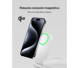 Base de Carga Inalambrico 3 en 1 Belkin WIZ029VFWH Magnetica con Qi2 15W - Blanco