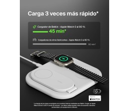 Base de Carga Inalambrico 3 en 1 Belkin WIZ029VFWH Magnetica con Qi2 15W - Blanco