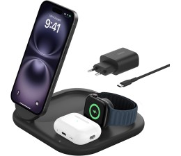 Base de Carga Inalambrico 3 en 1 Belkin WIZ029VFBK Magnetica con Qi2 15W - Negro