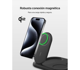 Base de Carga Inalambrico 3 en 1 Belkin WIZ029VFBK Magnetica con Qi2 15W - Negro
