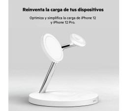 Base de Carga Inalambrico 3 en 1 Belkin Powerhouse WIZ009VFWH-V2 Magnetica con Qi2 15W - Blanco