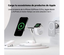 Base de Carga Inalambrico 3 en 1 Belkin Powerhouse WIZ009VFWH-V2 Magnetica con Qi2 15W - Blanco