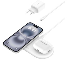 Base de Carga Inalambrico 2 en 1 Belkin WIZ021VFWH Magnetica con Qi2 15W - Blanco