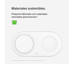 Base de Carga Inalambrico 2 en 1 Belkin WIZ021VFWH Magnetica con Qi2 15W - Blanco