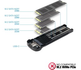 Caja Externa Carcasa Disco Duro TOOQ TQE-2202S para SSD M.2 USB Tipo C - Plata