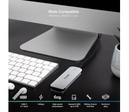 Caja Externa Carcasa Disco Duro TOOQ TQE-2202S para SSD M.2 USB Tipo C - Plata