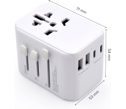 Enchufe Universal para Viaje Ewent EW1470 EU/USA/UK/AUS 2 x USB / 3 x USB Tipo C