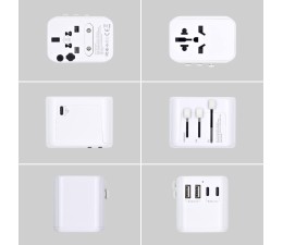 Enchufe Universal para Viaje Ewent EW1470 EU/USA/UK/AUS 2 x USB / 3 x USB Tipo C