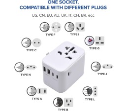 Enchufe Universal para Viaje Ewent EW1470 EU/USA/UK/AUS 2 x USB / 3 x USB Tipo C