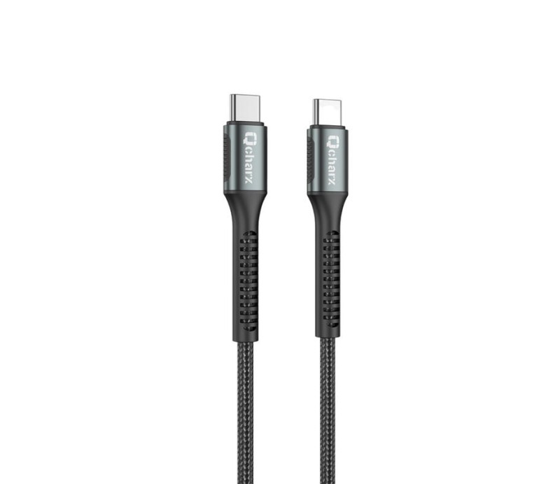 Cable USB Tipo C a Tipo C Qcharx Prague 3A 60W 1m Aleacion Aluminio - Negro