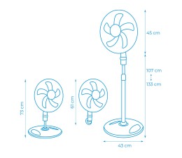 Ventilador EDM 3 en 1 Blanco con Aspa 33530 45W Altura regulable