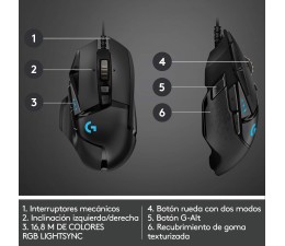 Raton Gaming Logitech G502 Hero Optico USB - Negro