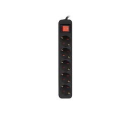 Regleta Lanberg 5 Tomas Schuko con Protección 1.5m PS1-05F-0150-B - Negro