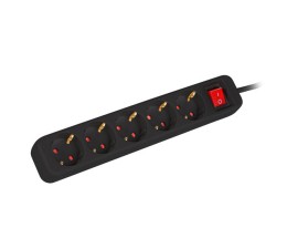 Regleta Lanberg 5 Tomas Schuko con Protección 1.5m PS1-05F-0150-B - Negro
