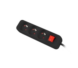 Regleta Lanberg 3 Tomas Schuko con Protección 1.5m PS1-03F-0150-B - Negro